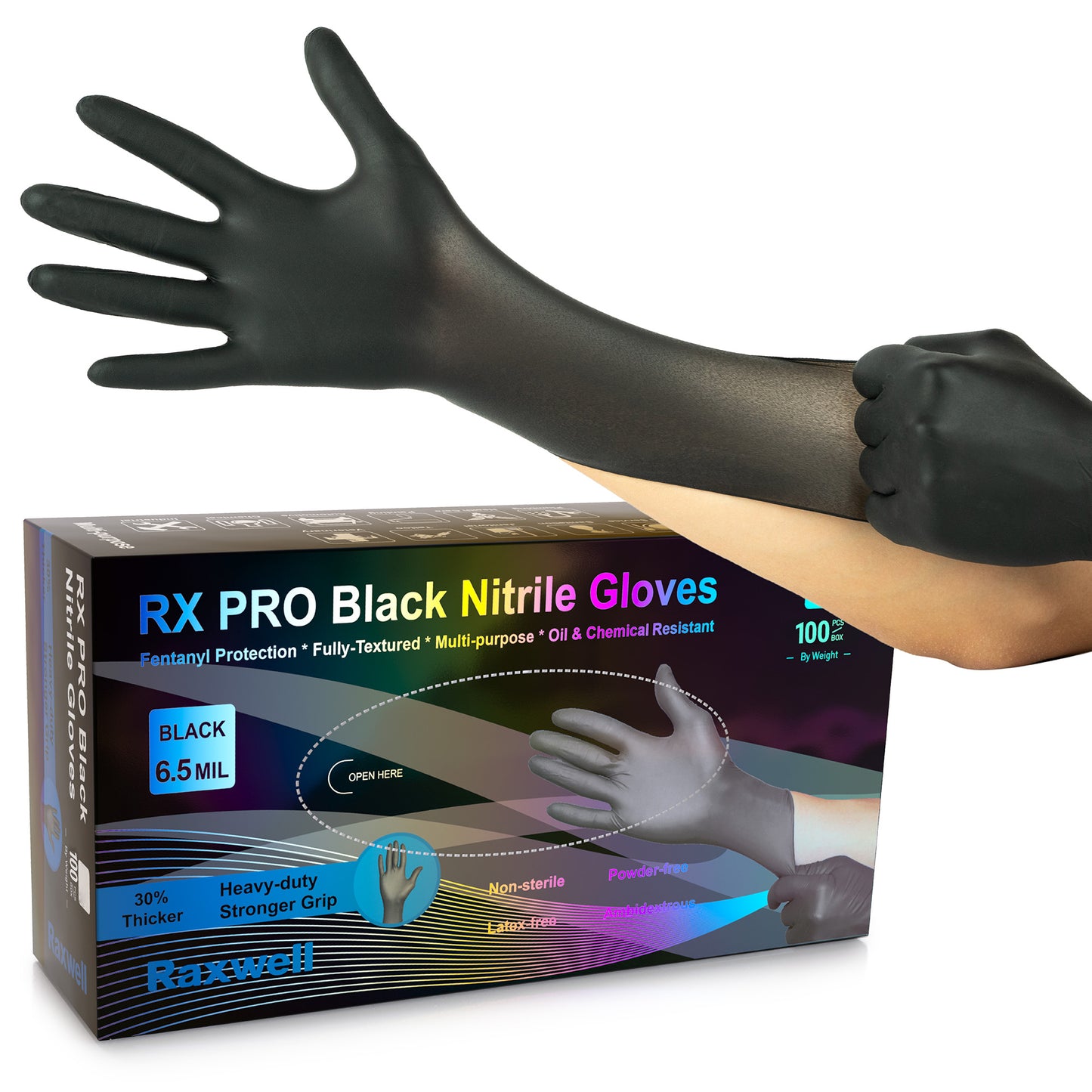 6.5mil black nitrile gloves
