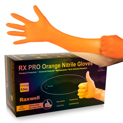 RX PRO Orange Nitrile Gloves 8.5mil