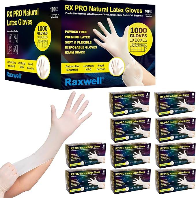 Raxwell Disposable Latex Gloves | 8.5 Mil